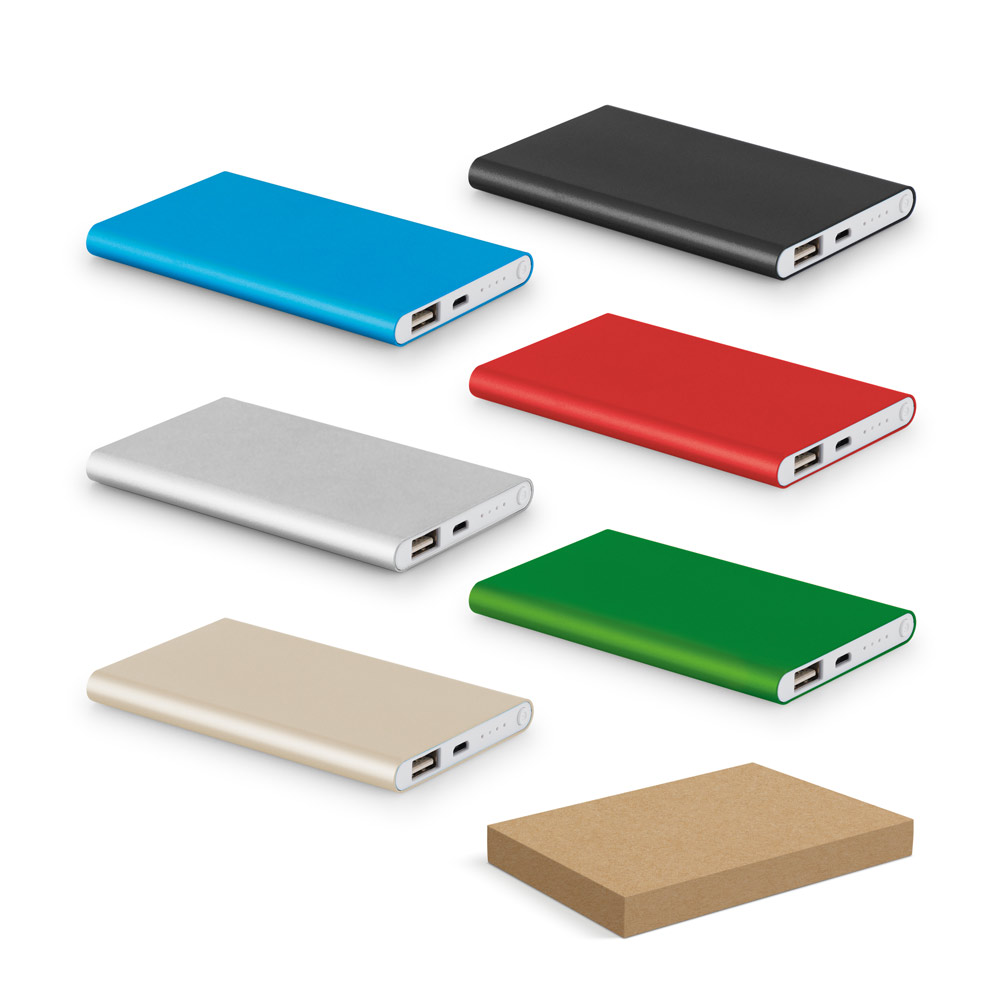 Bateria portátil slim em alumínio 100% reciclado (4'000 mAh)