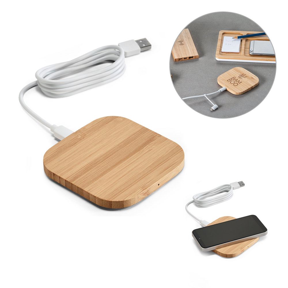 Carregador por indução super-rápido em bambu (15W)