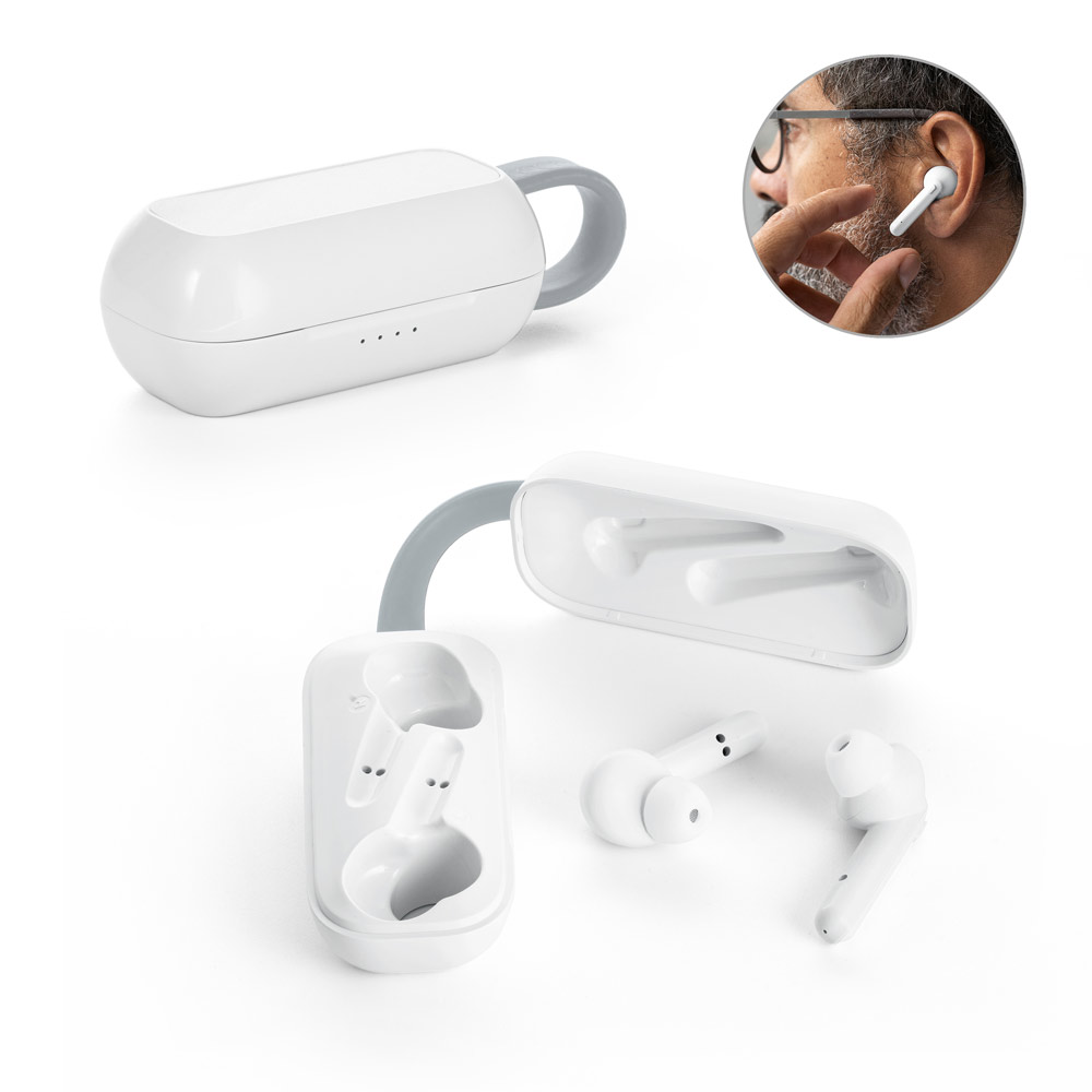 Fones de ouvido wireless com autonomia de 3h, em ABS