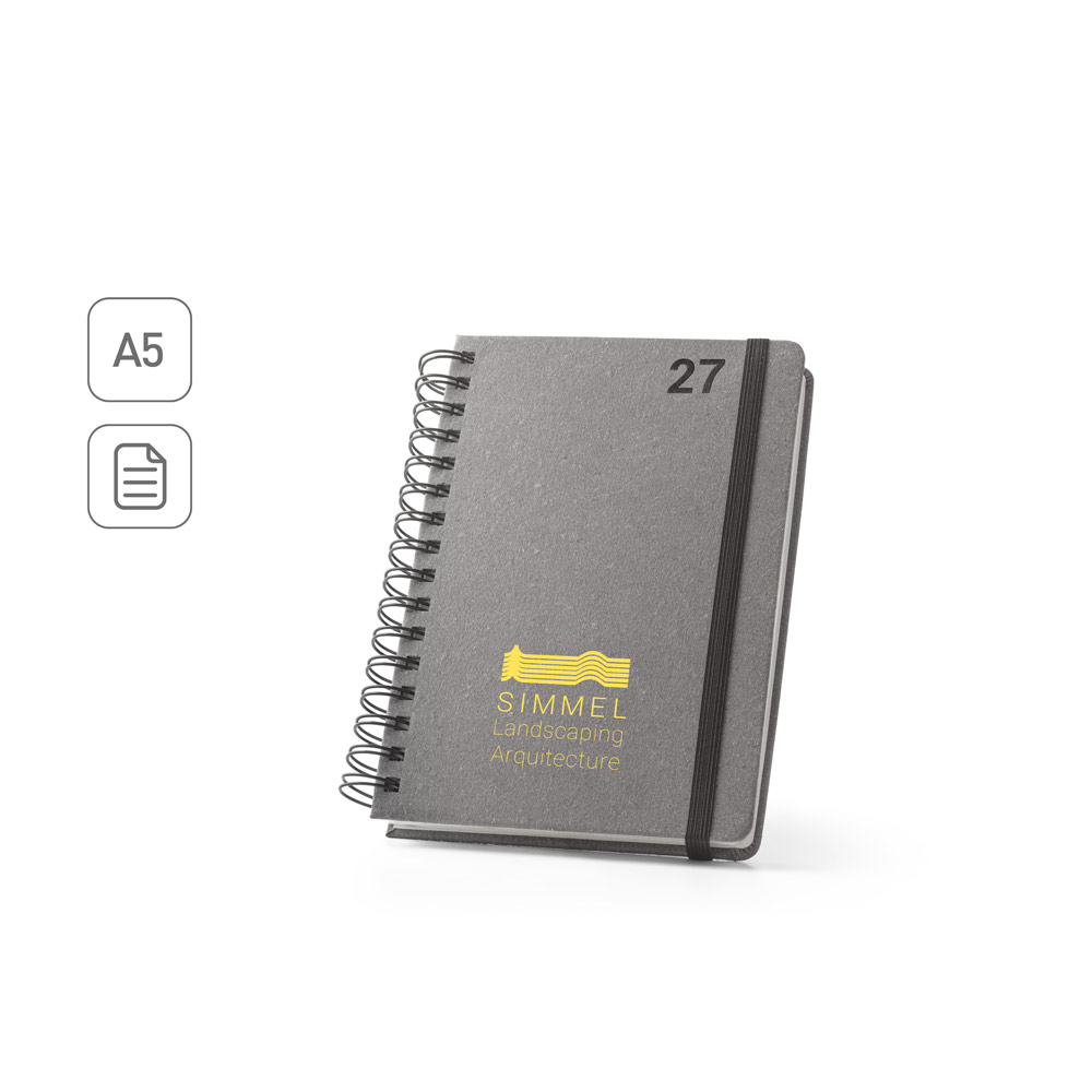 Agenda A5, com argolas, em pele (58% reciclada)