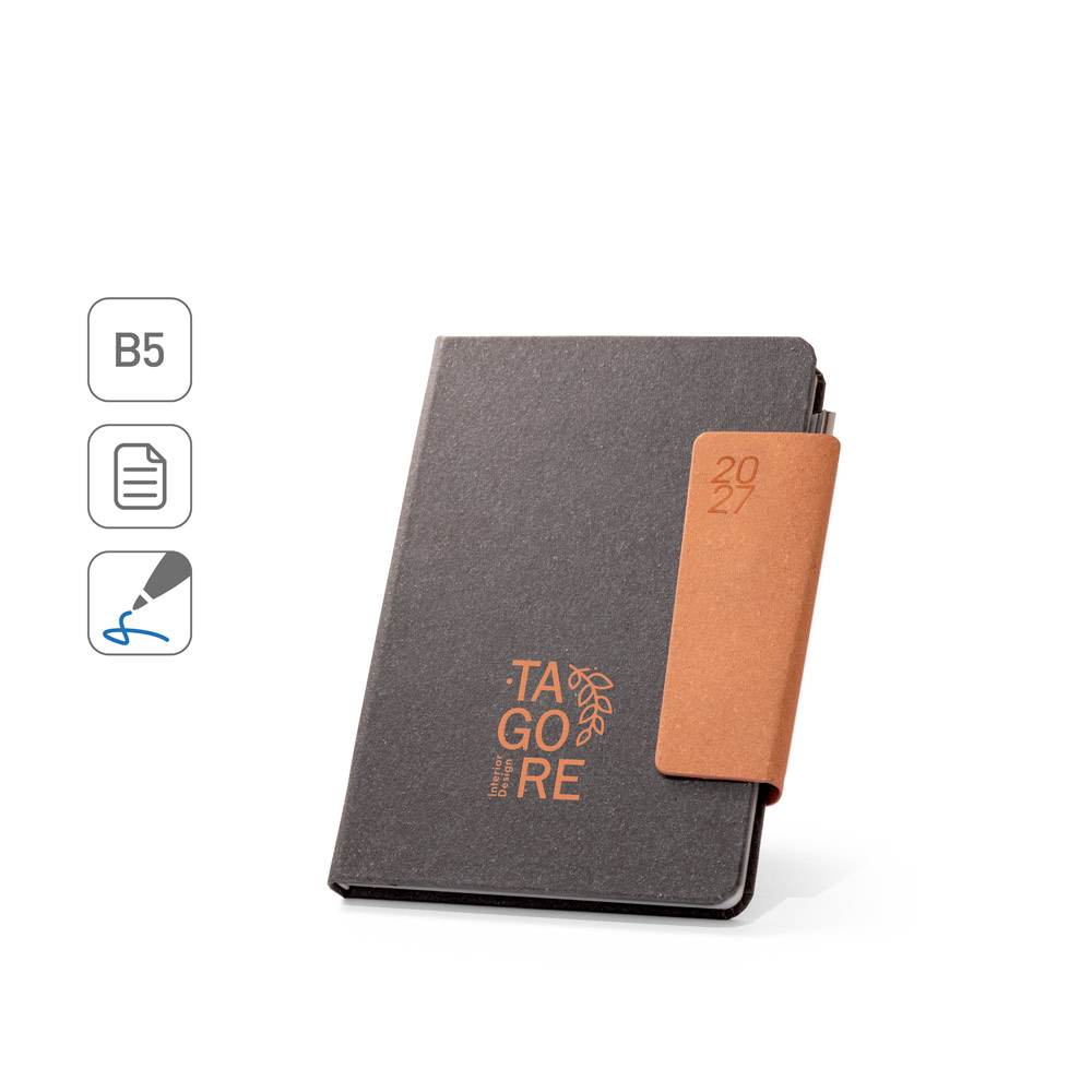 Agenda B5 em pele reciclada