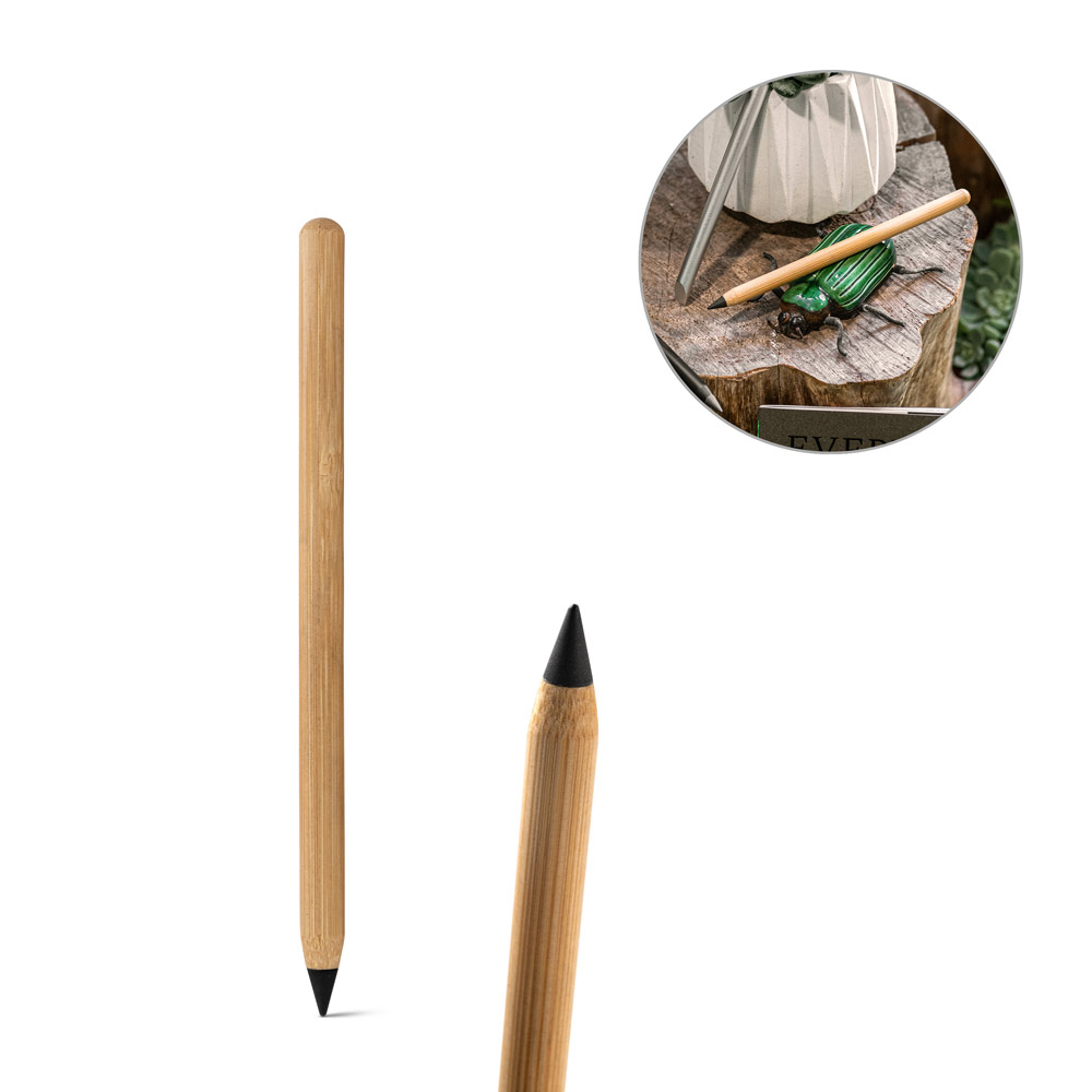 Caneta sem tinta em bambu com ponta de liga metálica