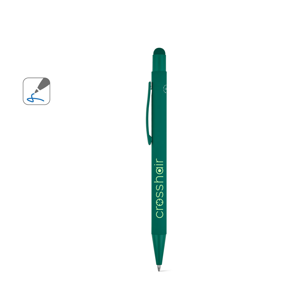 Caneta esferográfica com um design moderno em alumínio 100% reciclado, com acabamento mate
