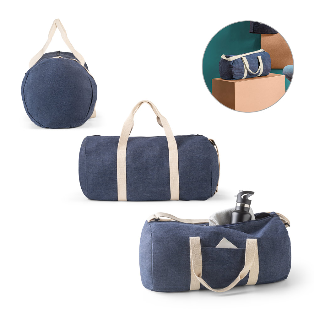 Sacola esportiva ou viagem em denim reciclado 25 L (300 g/m²)