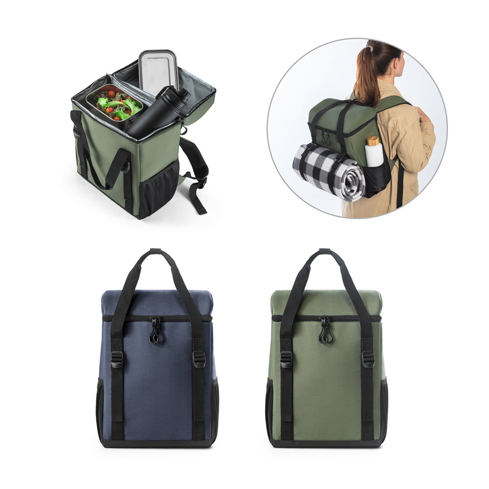 Cooler. Mochila térmica almofadada em ripstop poliéster reciclado 600D com interior forrado em PEVA 16 L