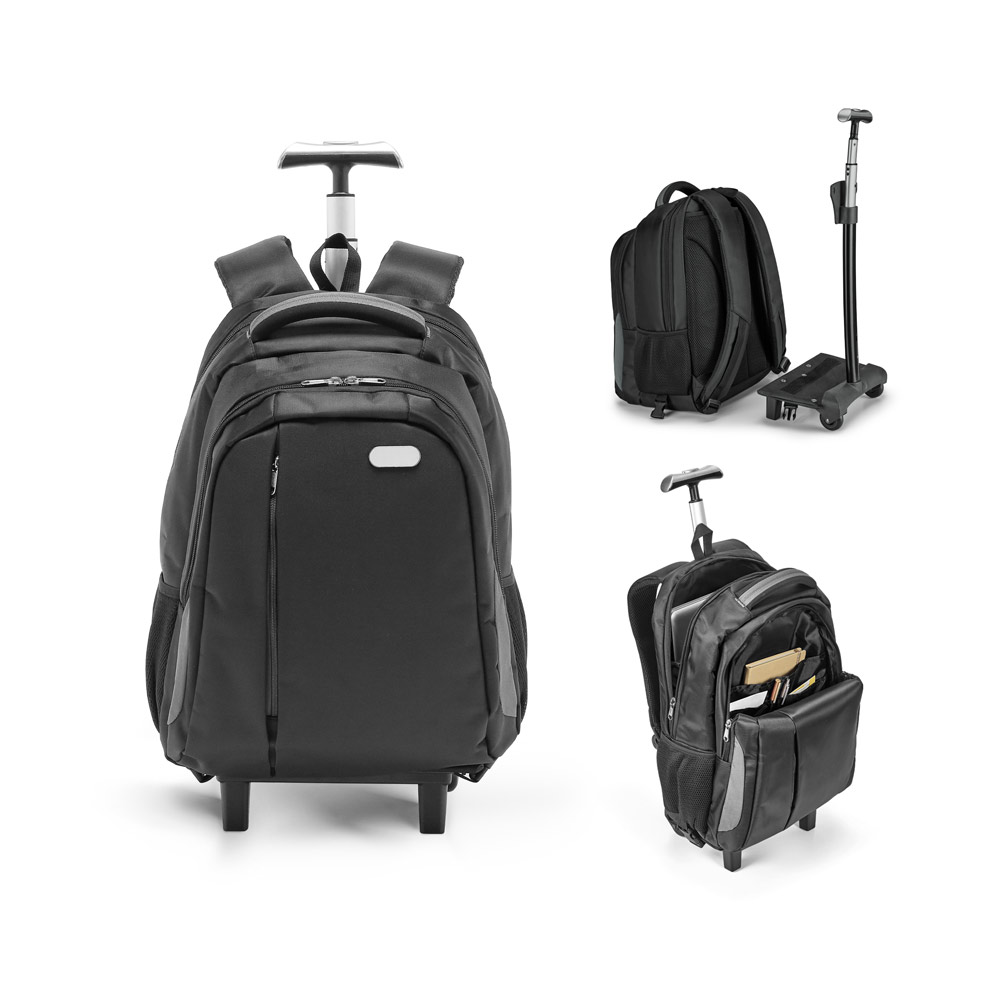 Mochila trolley para notebook (17'') em Nylon 999 impermeável com 2 rodas e sistema de proteção integrado (30 L)