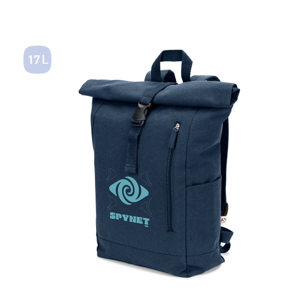 Mochila "roll top" em algodão reciclado e poliéster reciclado (380 g/m²)