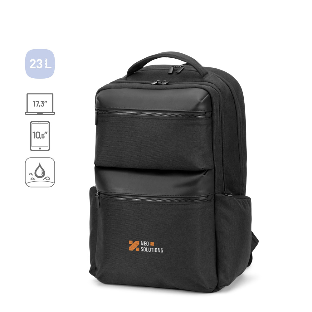 Mochila em twill reciclado resistente à água com dois bolsos frontais de grande dimensão (17'3")