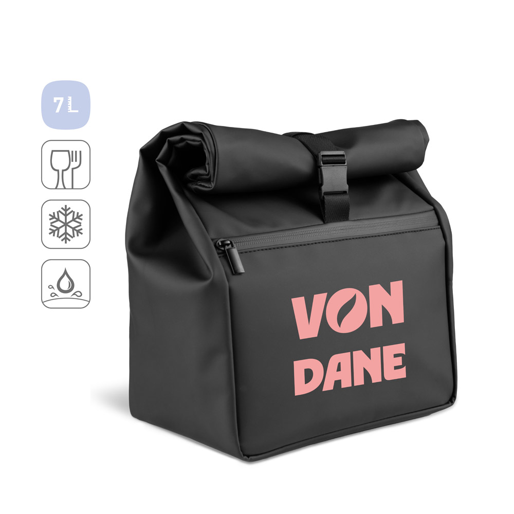 Bolsa térmica "roll top" em PU, com isolamento em PEVA (7L)