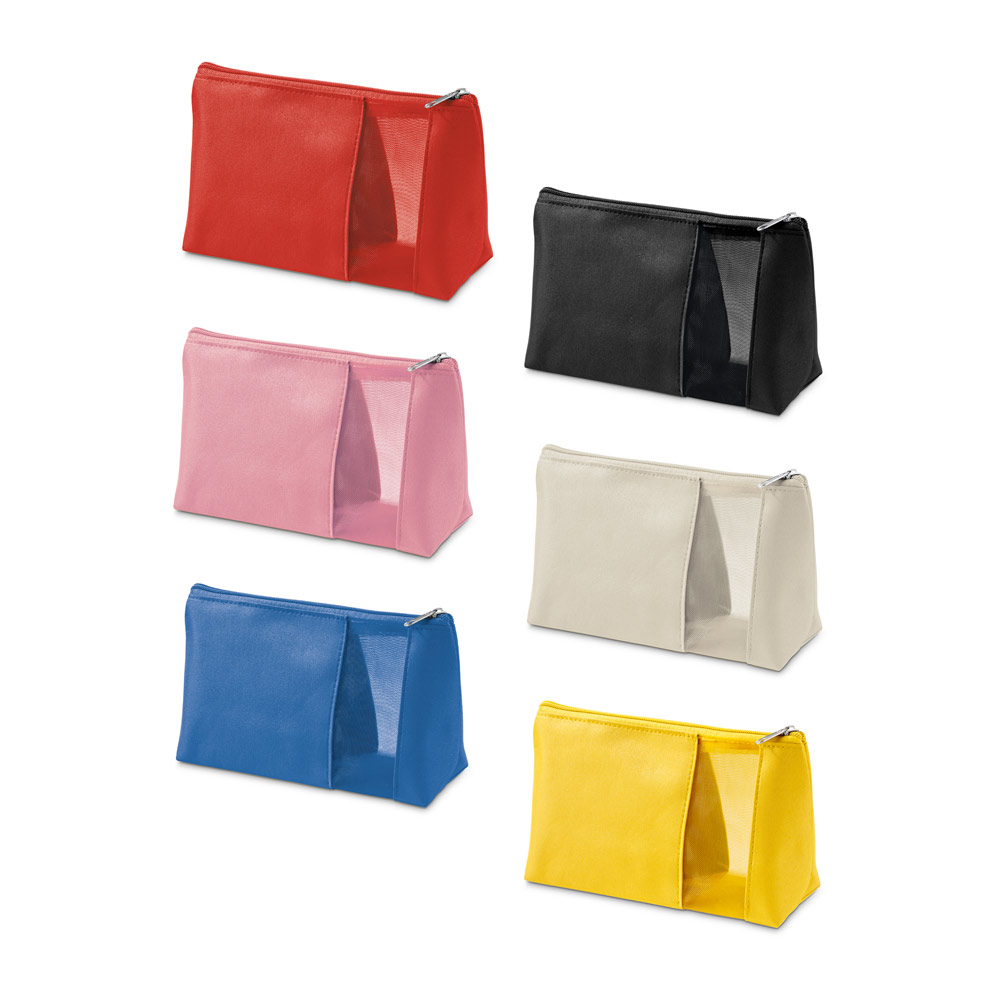 Bolsa de cosméticos em microfibra e tela mesh