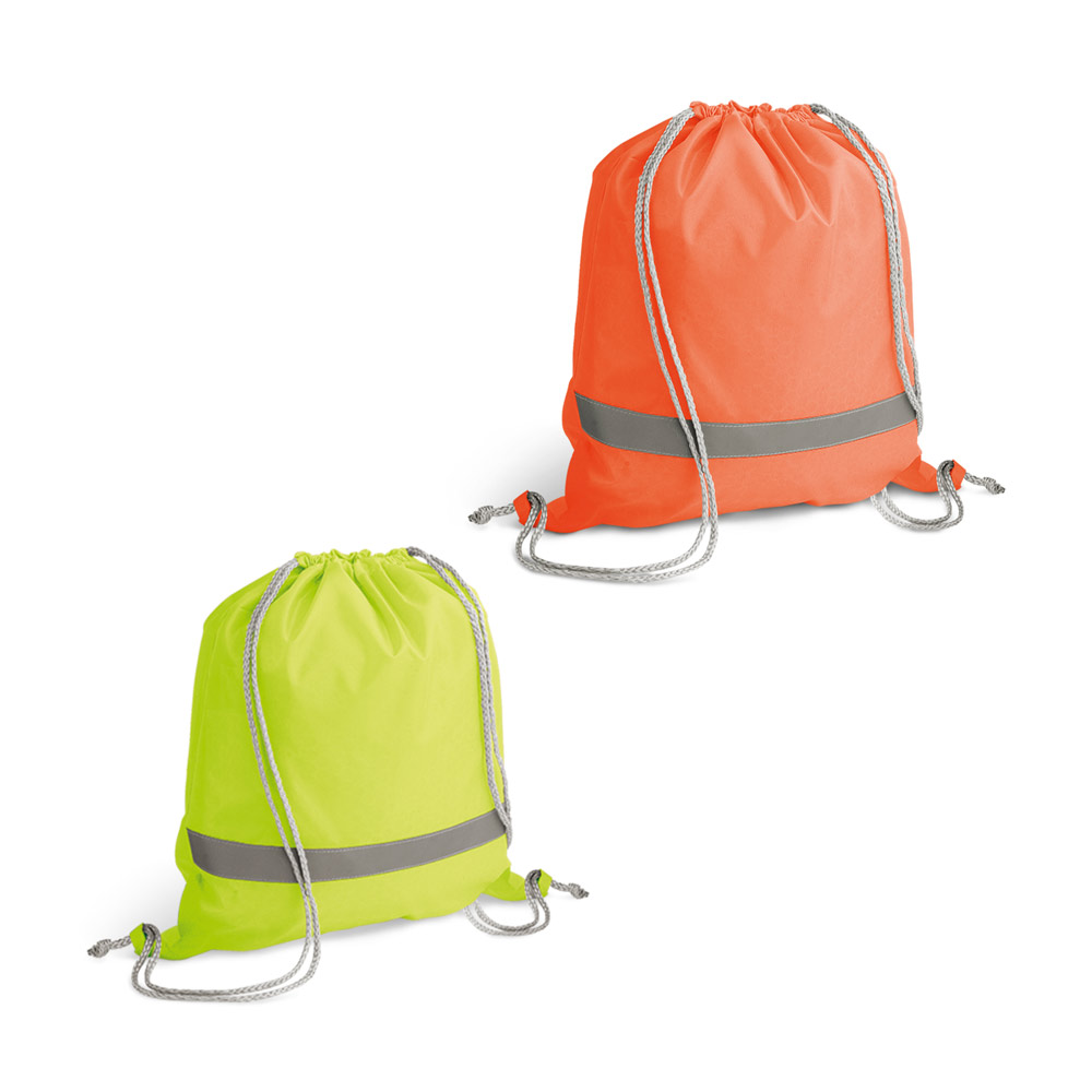 Sacola tipo mochila em 210D com elementos refletores