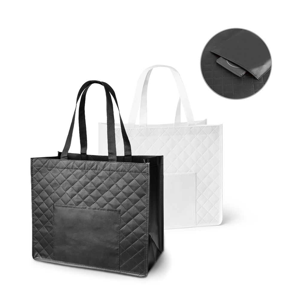Sacola em non-woven laminado (110 g/m²) com bolso frontal (175 g/m²)