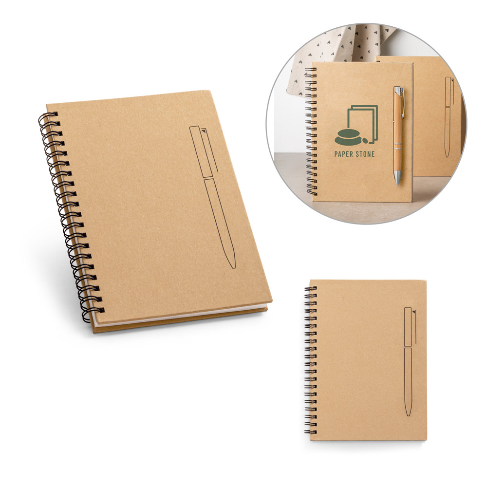 Caderno B6 de capa dura em papel kraft (120 g/m²), com páginas lisas