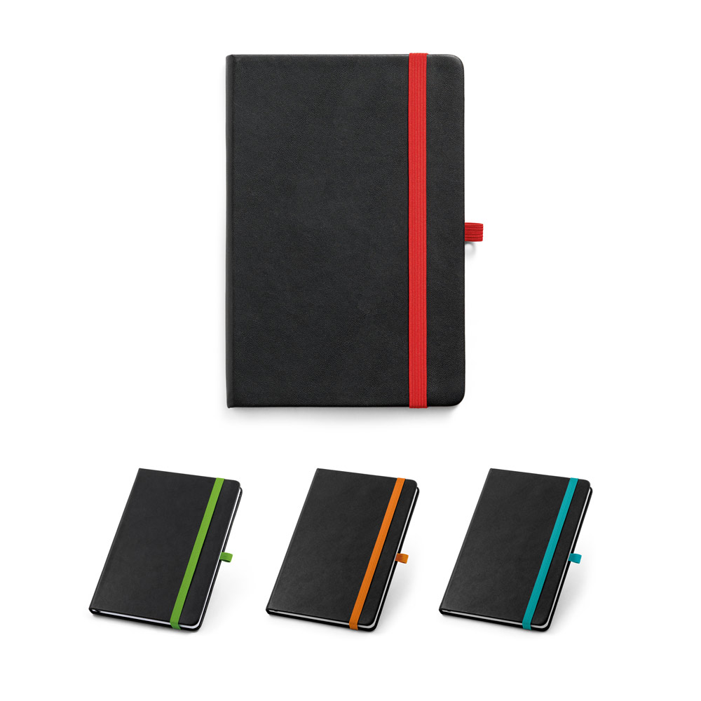 Caderno A5 de capa dura em PU, com páginas pautadas