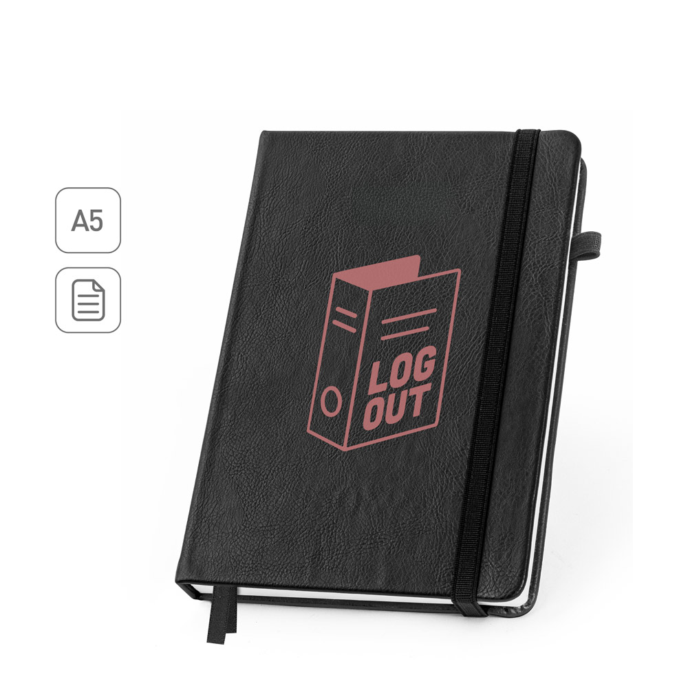 Caderno em PU à base de água com agenda integrada e página pautadas