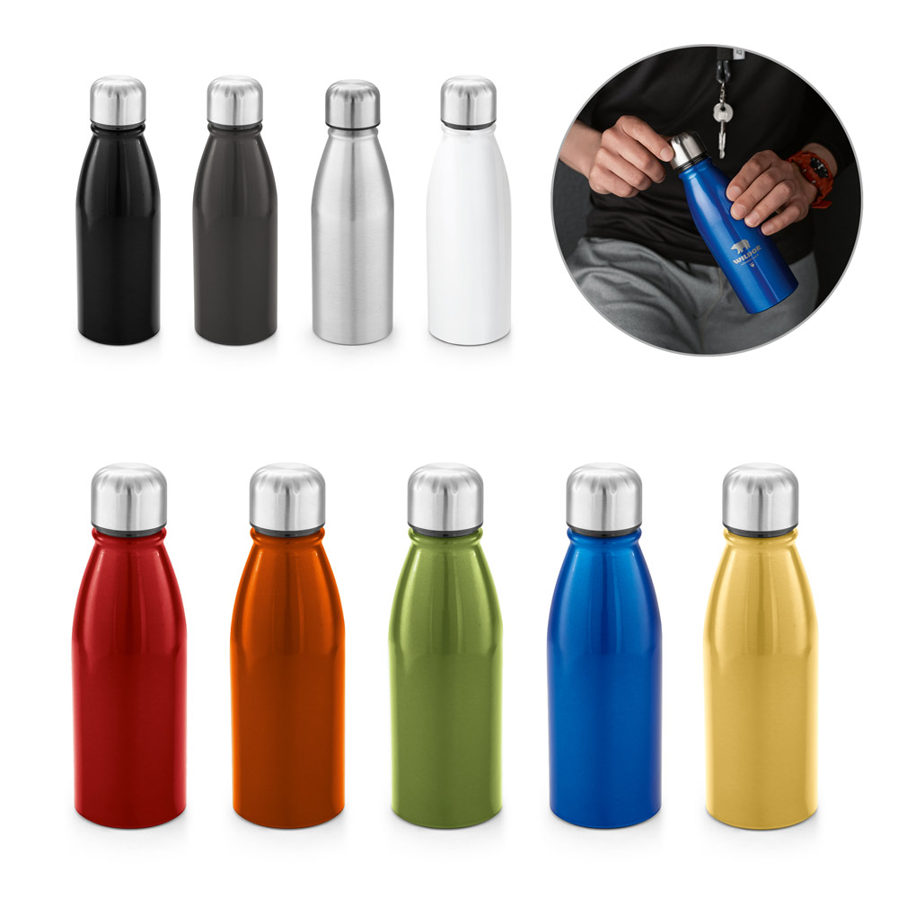 Squeeze em alumínio com tampa em aço inox (500 mL)