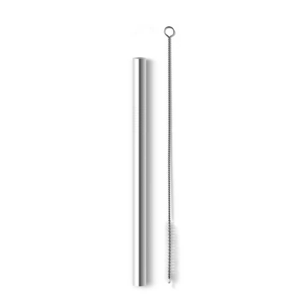 Canudo em aço inox com escova de limpeza