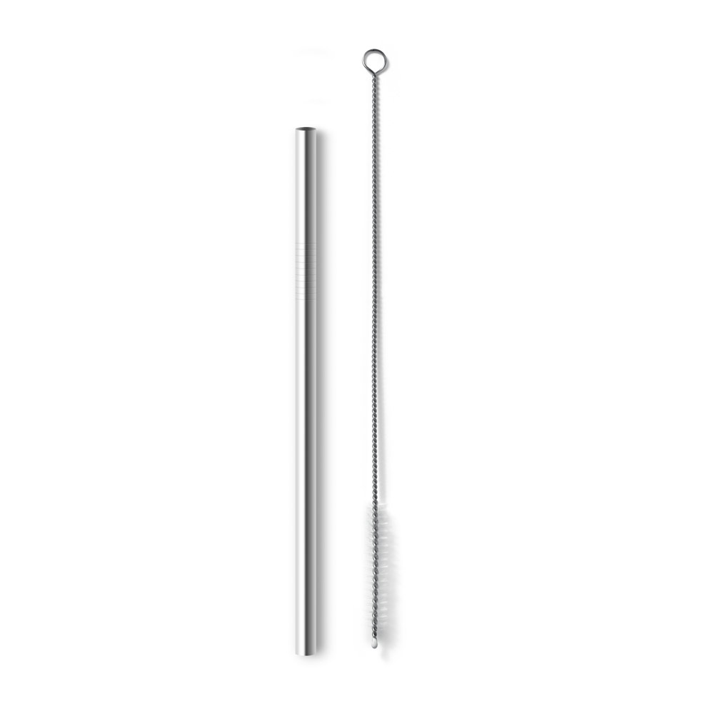Canudo em aço inox com escova de limpeza