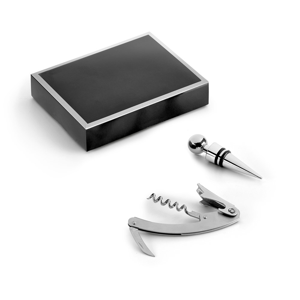 Conjunto para vinho em zinco e inox