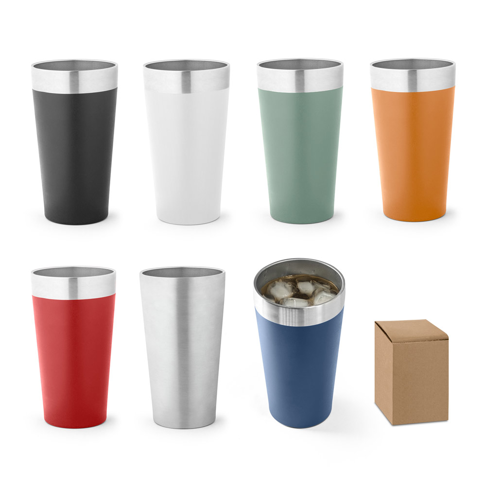 Copo de viagem em aço inox térmico, com parede dupla isolada a vácuo (540 mL)