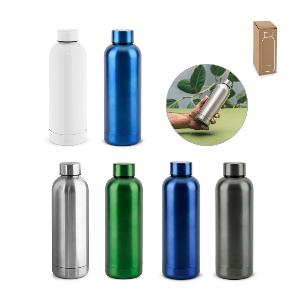 Garrafa térmica em aço inox 90% reciclado de parede dupla isolada a vácuo (550 mL)