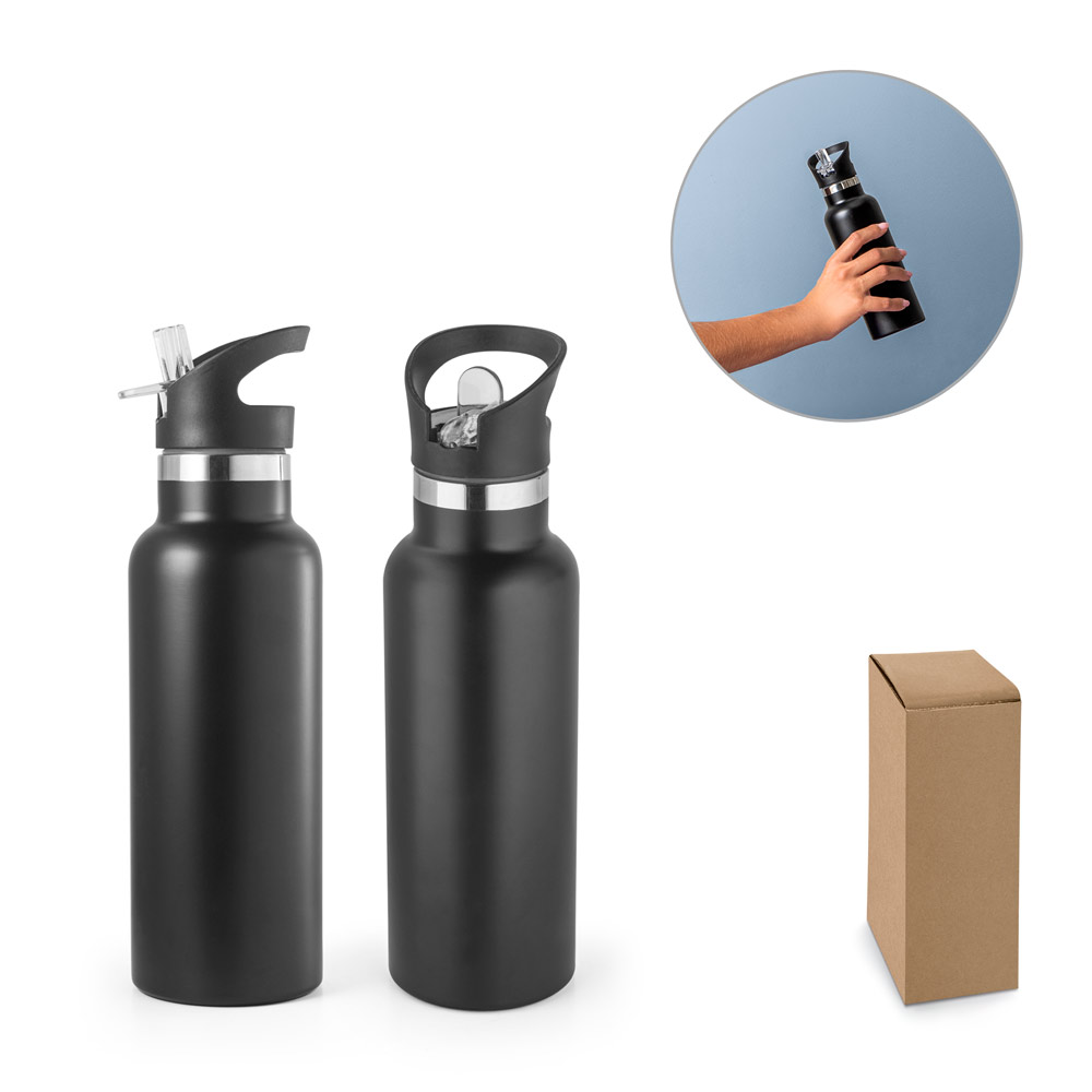 Garrafa térmica em aço inox de parede dupla isolada a vácuo (570 mL)