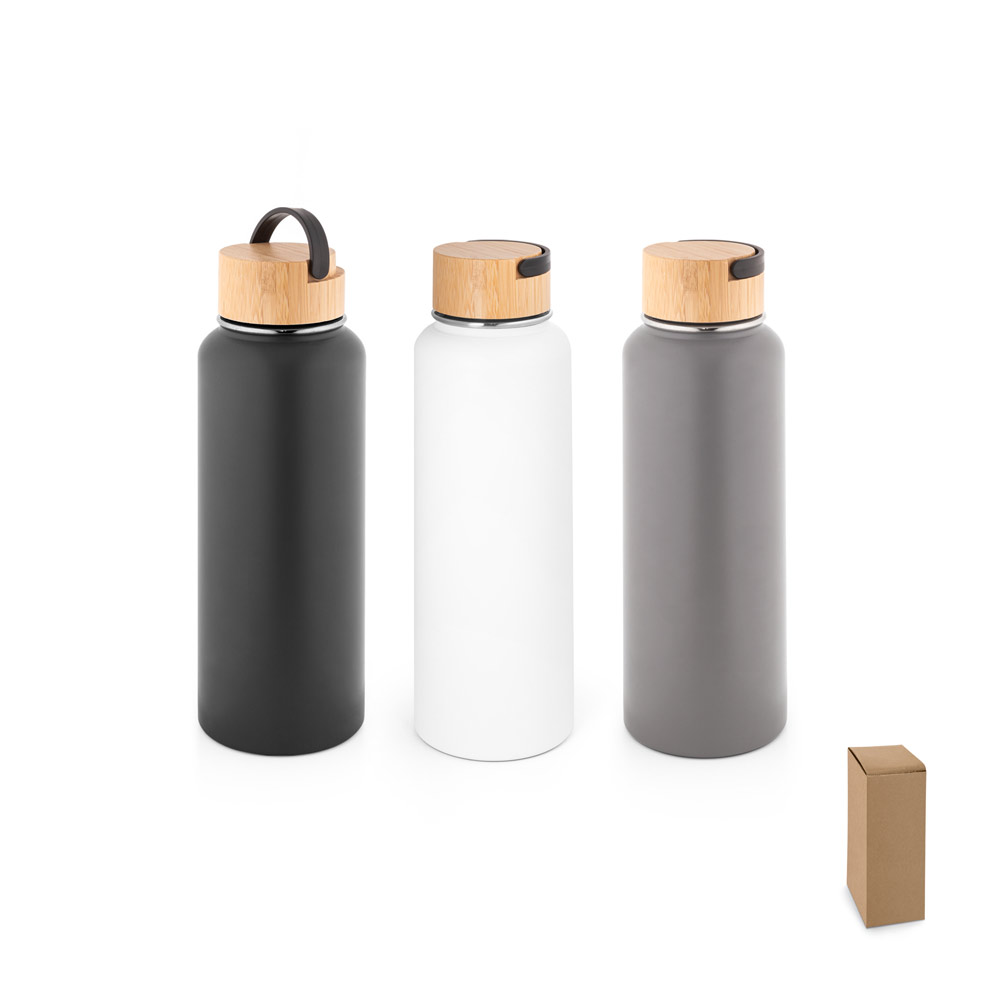 Garrafa térmica em aço inox 90% reciclado de parede dupla isolada a vácuo, com revestimento em pó (1200 mL)