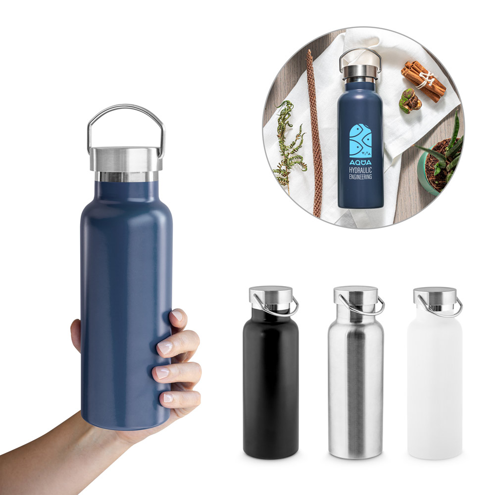 Garrafa térmica em aço inox 36% reciclado de parede dupla isolada a vácuo (810 mL)