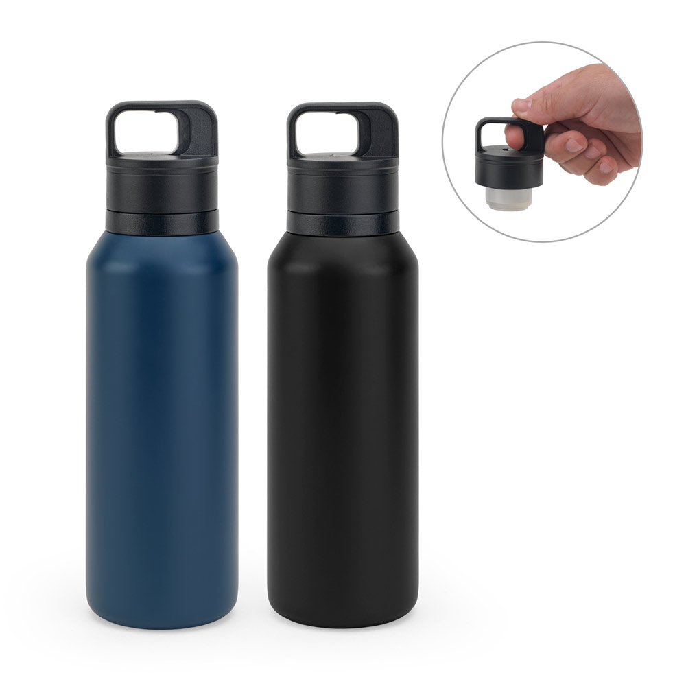 Garrafa térmica em aço inox 91% reciclado com parede dupla isolada a vácuo (590 mL)