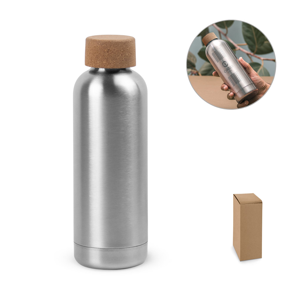 Squeeze em aço inox de parede simples com tampa em cortiça (760 mL)