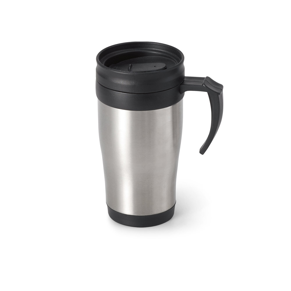 Caneca de viagem térmica de aço inox e PP, de parede dupla isolada a ar (420 mL)