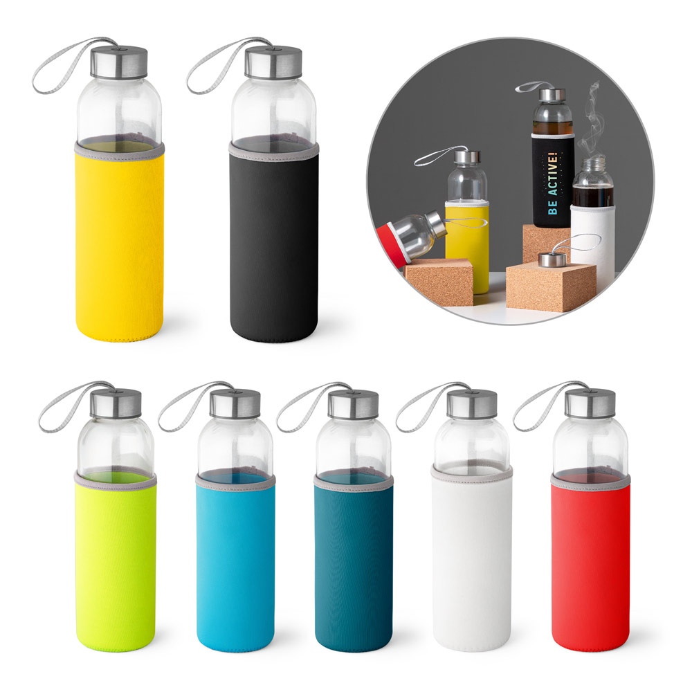Squeeze em vidro e tampa em aço inox com alça (520 mL)