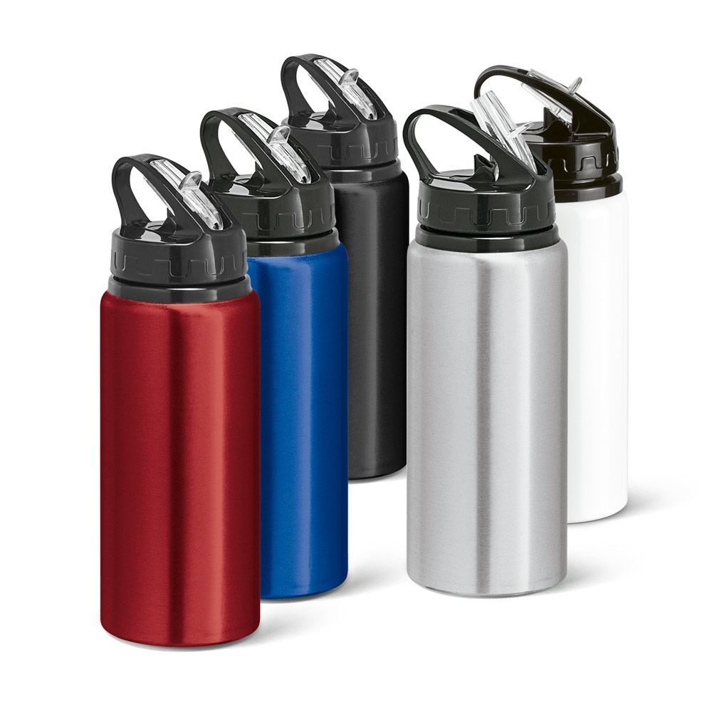 Squeeze em alumínio, com bico de canudo flip e canudo (670 mL)