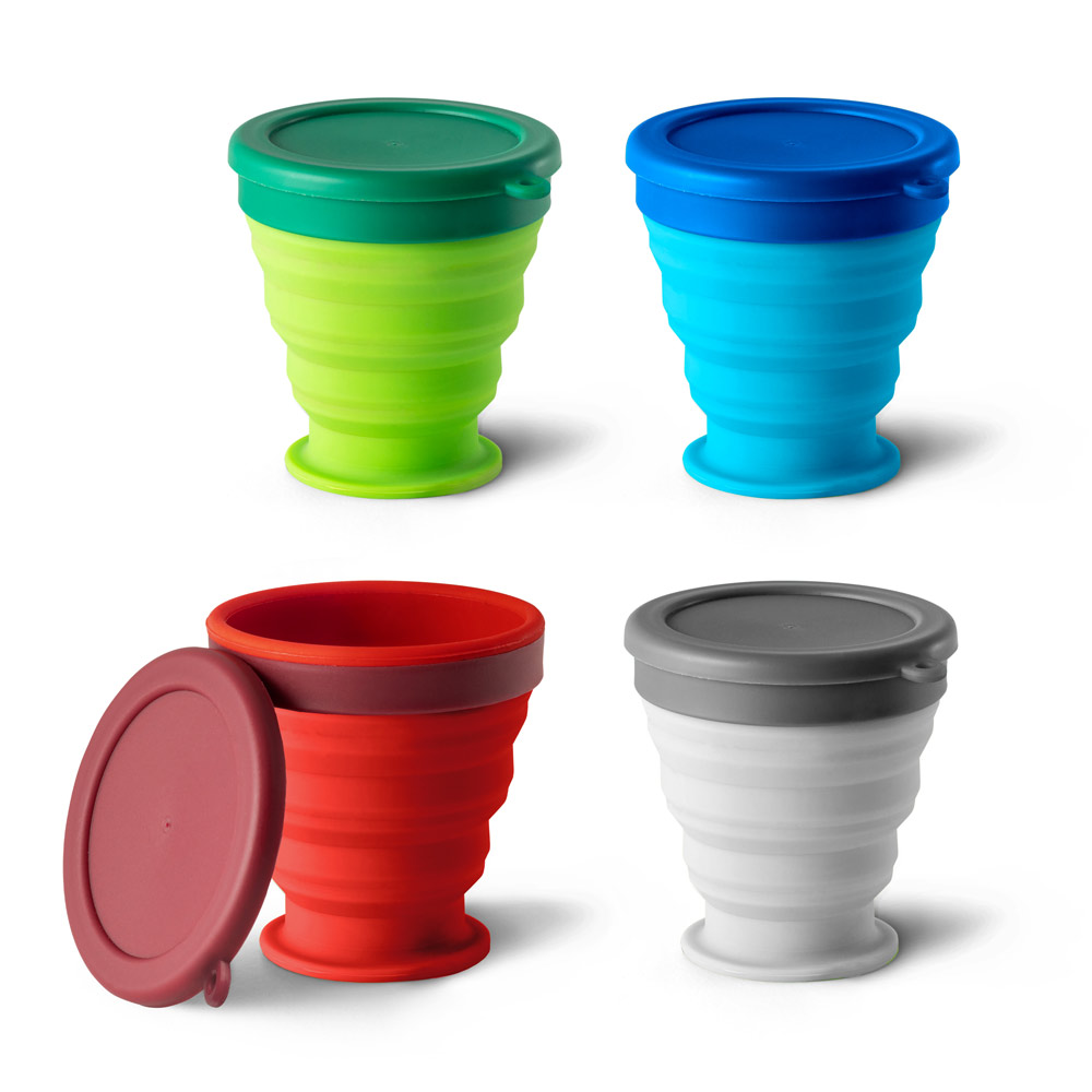 Copo de viagem em silicone com tampa em PP (240 mL)