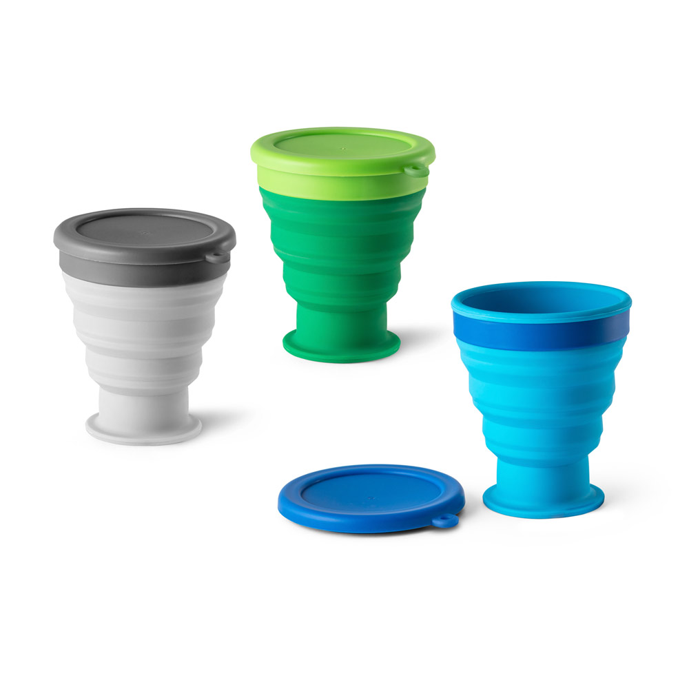 Copo de viagem em silicone com tampa em PP (400 mL)