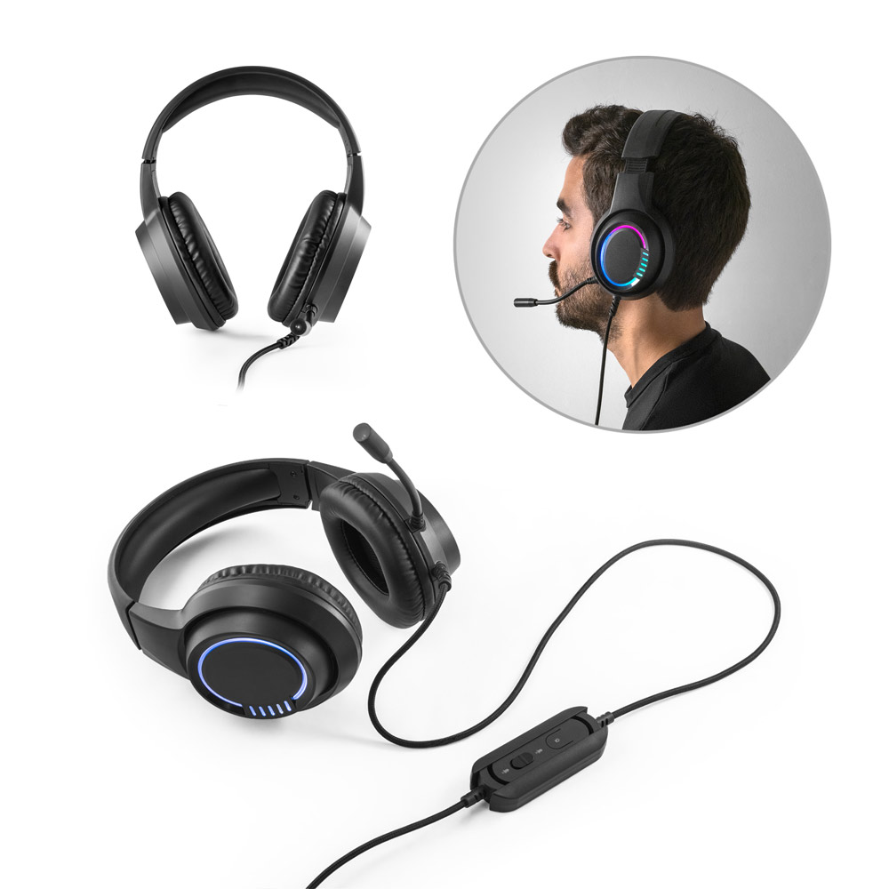 Fone de ouvido para gaming com luzes RGB e microfone de alta qualidade