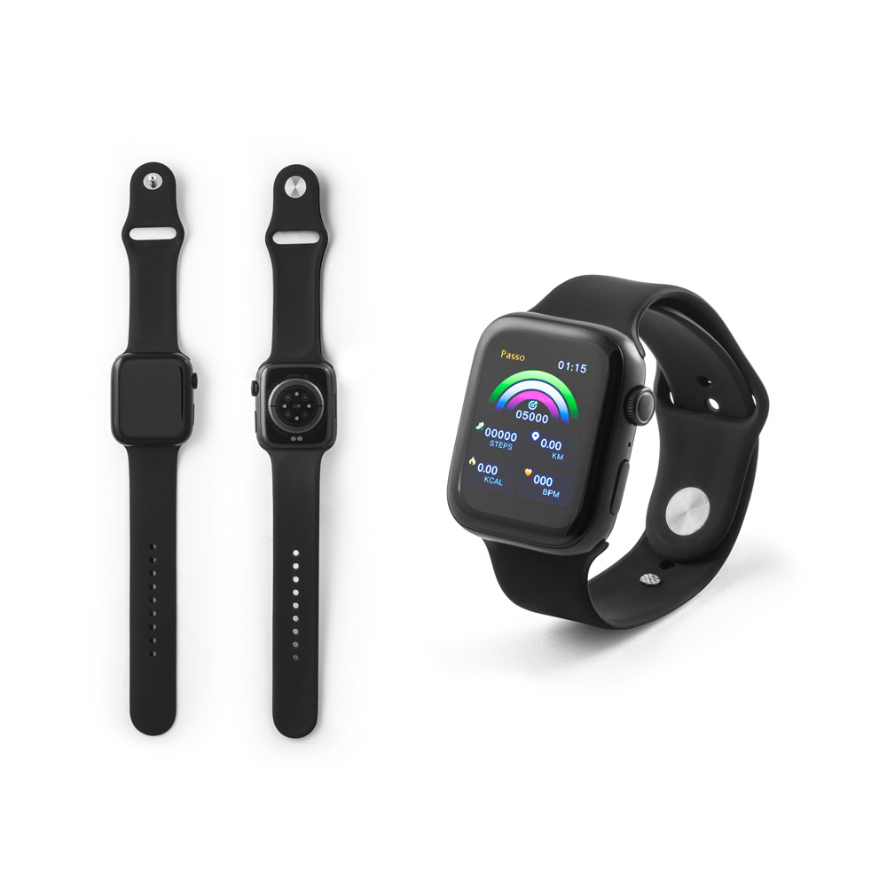 Relógio inteligente com bracelete em silicone e à prova de salpicos de água (IPX4)