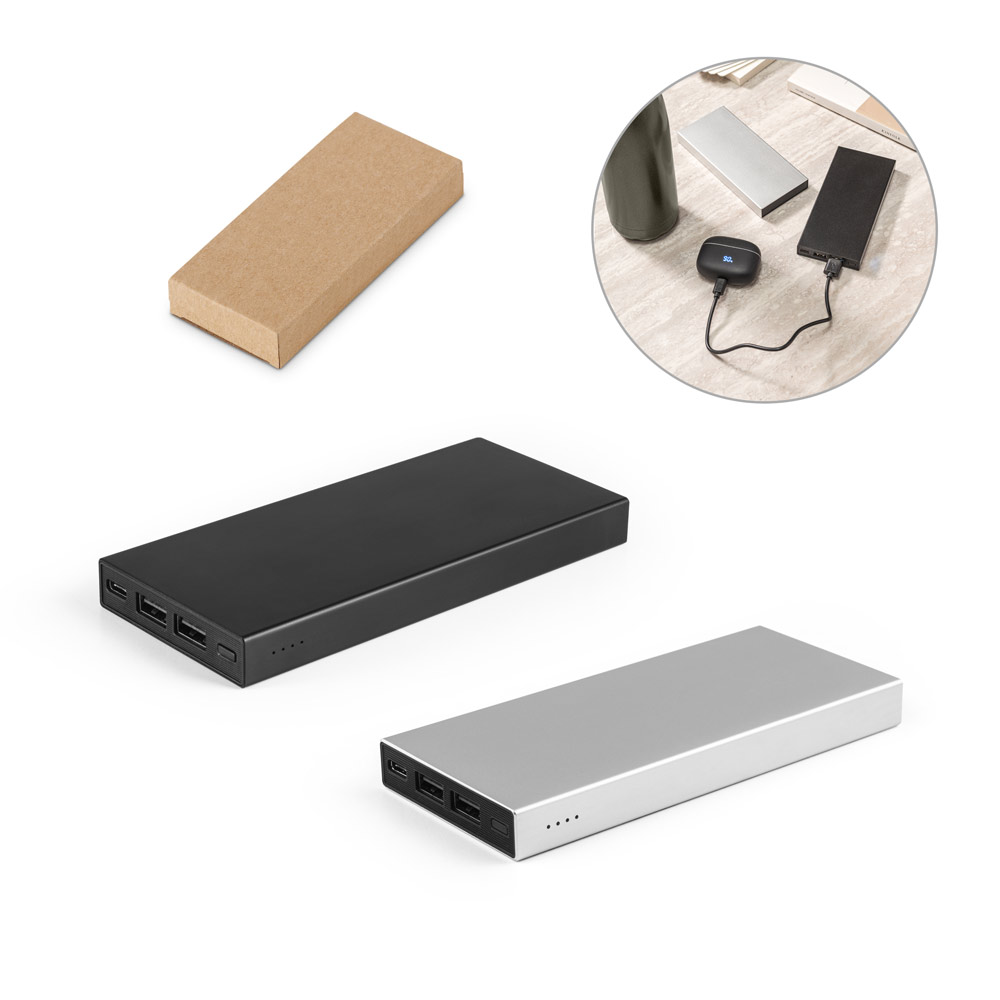Bateria portátil em alumínio 100% reciclado (10'000 mAh)
