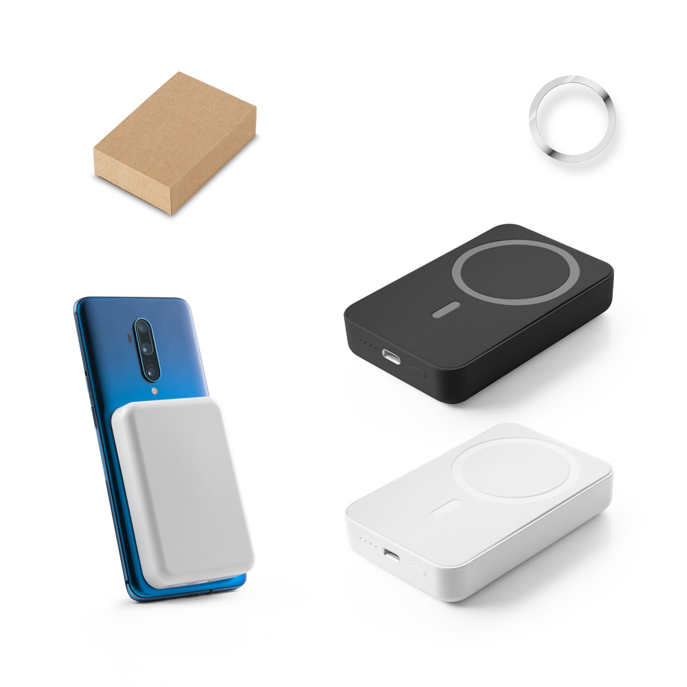Bateria portátil magnética com carregador por indução super-rápido (10'000 mAh), em ABS 100% reciclado