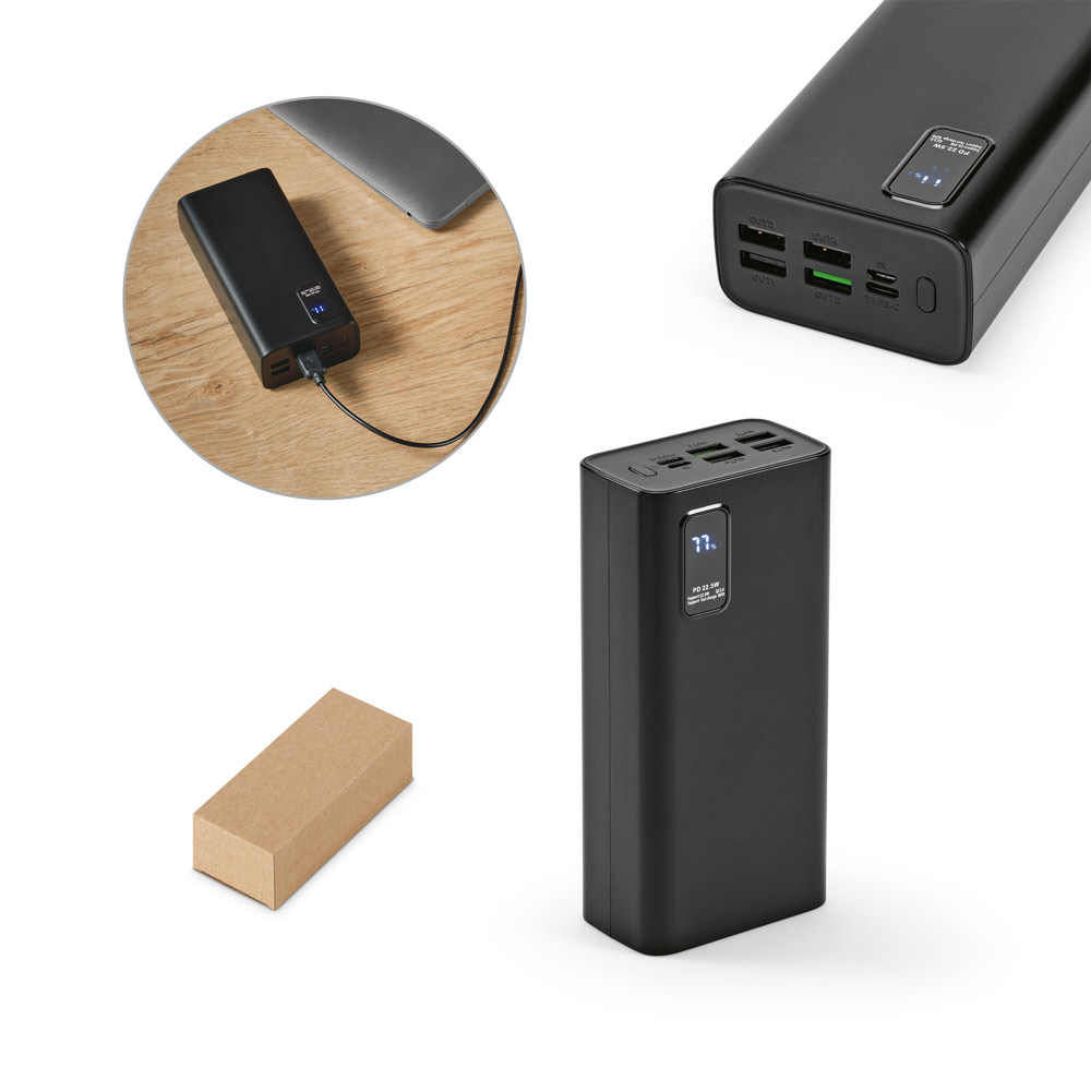 Bateria portátil em ABS 100% reciclado (30'000 mAh)
