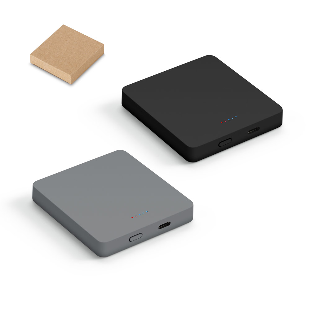 Bateria portátil com carregador por indução (wireless) em ABS 100% reciclado (5'000 mAh)