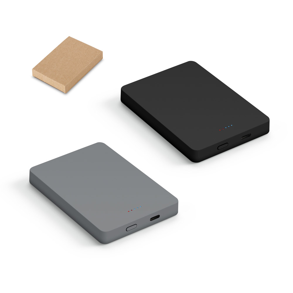Bateria portátil com carregador por indução (wireless) em ABS 100% reciclado (10'000 mAh)