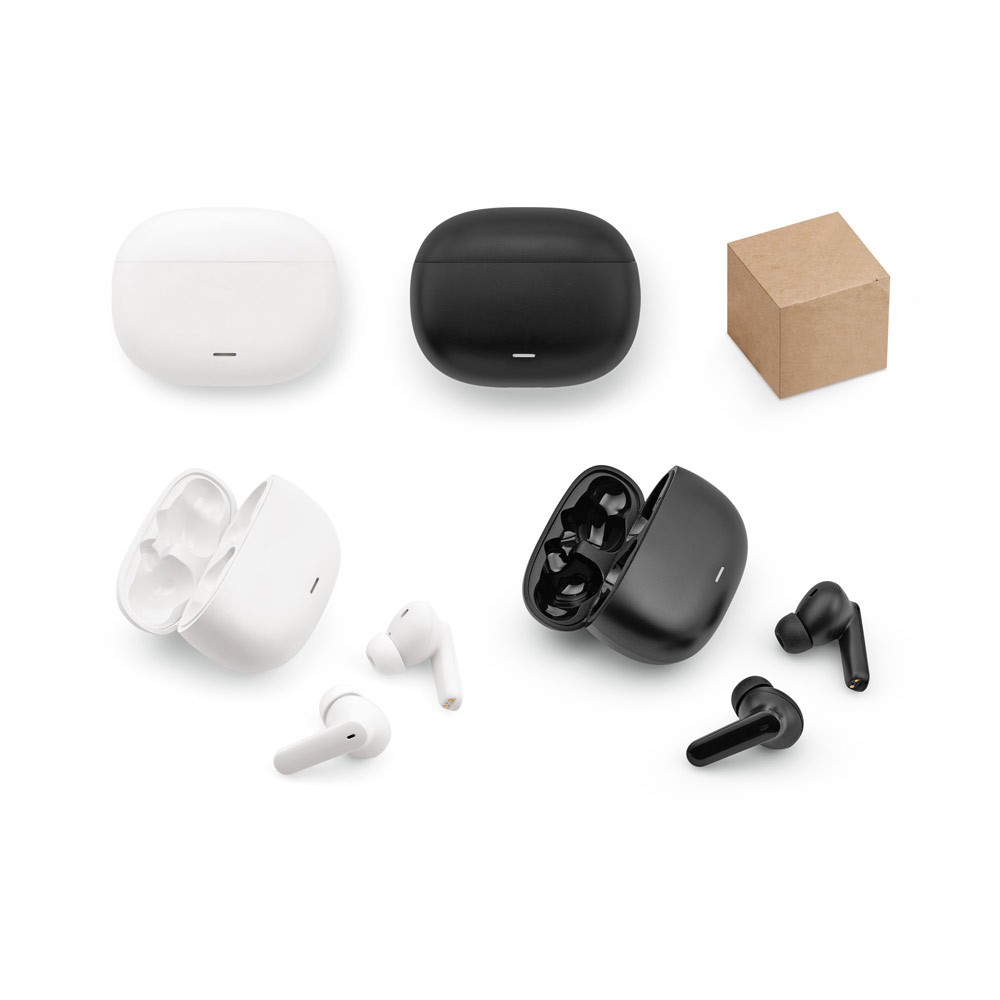 Fone de ouvido wireless com autonomia de 6h, em ABS 100% reciclado