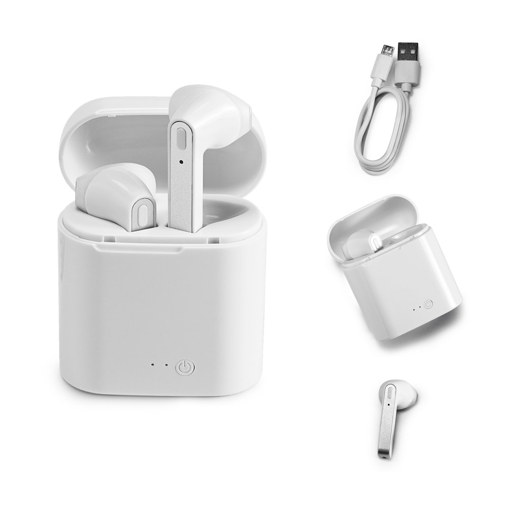 Fones de ouvido wireless com autonomia de 6h em ABS