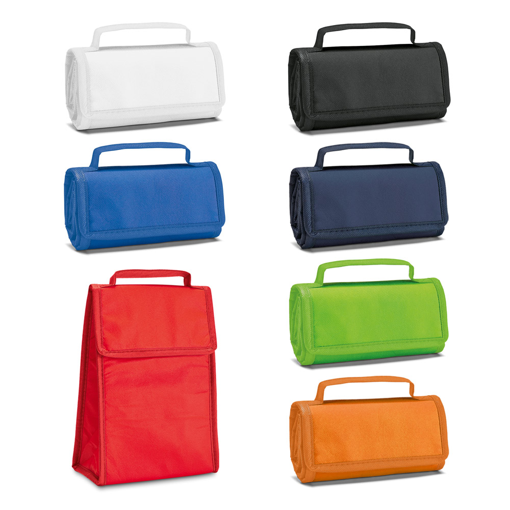 Cooler. Bolsa térmica dobrável em non-woven (80 g/m²) com fecho aderente 3 L