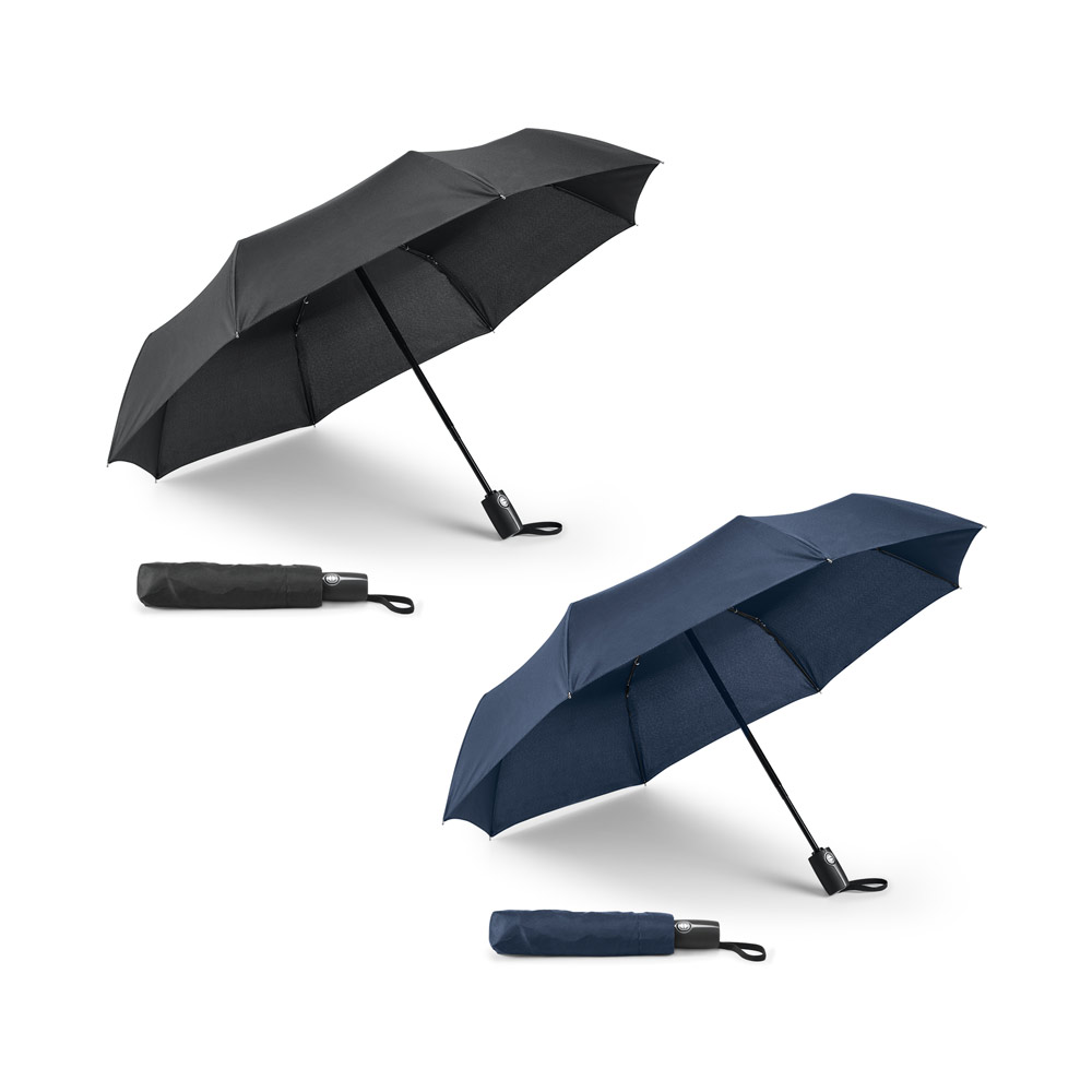 Guarda-chuva, dobrável, em pongee 190T com abertura e fecho automático