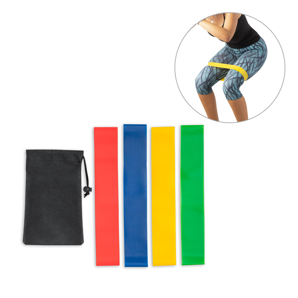 Conjunto de 4 bandas elásticas de ginástica com bolsa de non-woven